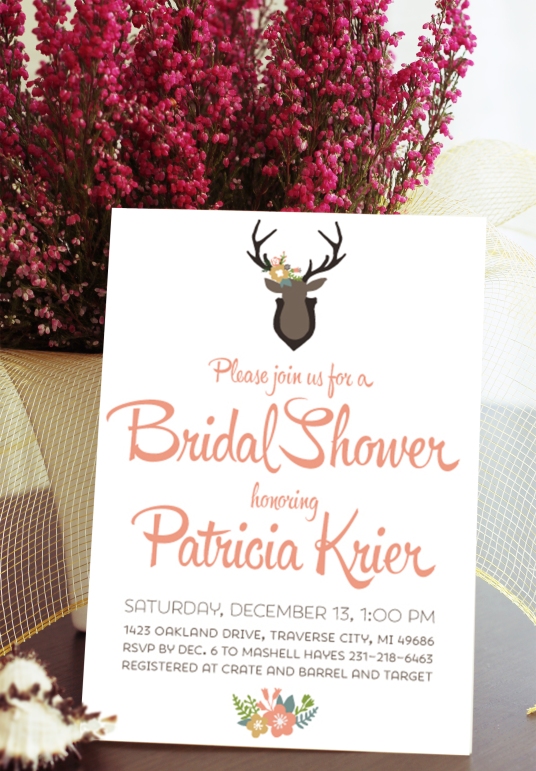 Oh Deer! Whimsical Bridal Shower Invitation Customizable with your wedding colors!